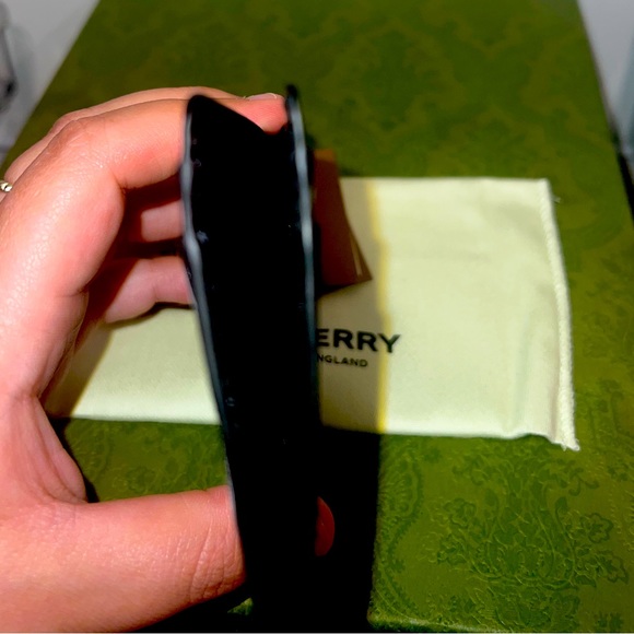 Black and white Burberry card holder. Folds open half way for extra card spots! - Picture 3 of 4